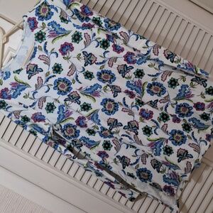 J Jill nwot floral LS perfect pima floral crew neck tunic MP 💯 pima cotton